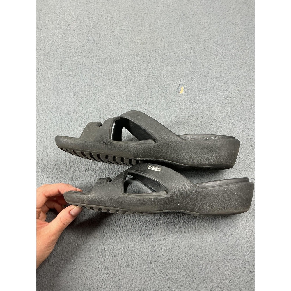 Crocs Sandals Womens Size 8 Black Slide Wedge Arch Support Cushioned Comfort - Picture 2 of 5